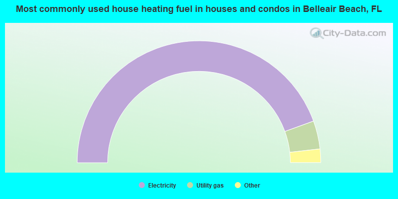 Most commonly used house heating fuel in houses and condos in Belleair Beach, FL