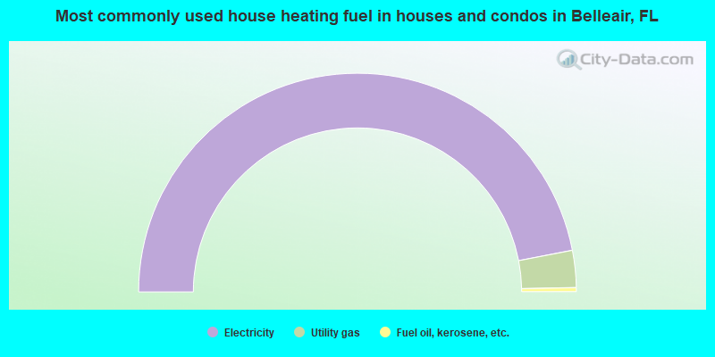 Most commonly used house heating fuel in houses and condos in Belleair, FL