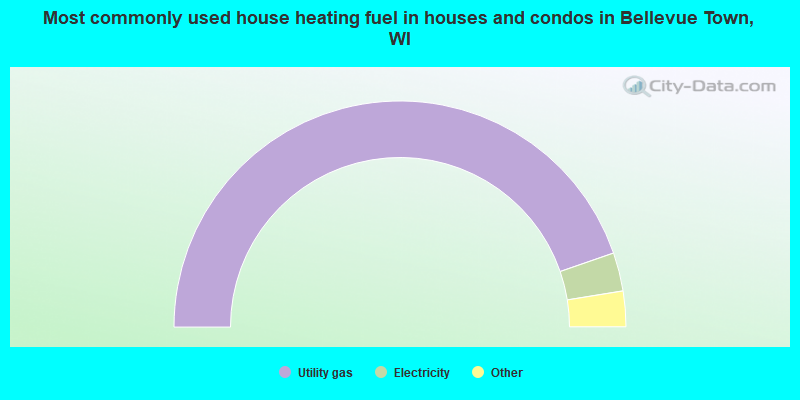 Most commonly used house heating fuel in houses and condos in Bellevue Town, WI