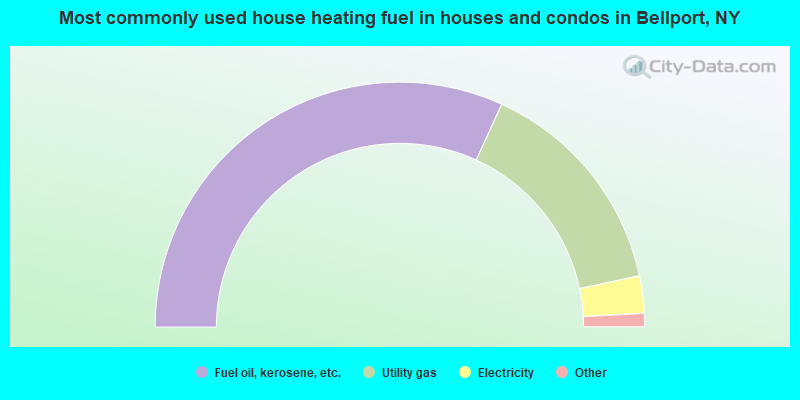 Most commonly used house heating fuel in houses and condos in Bellport, NY