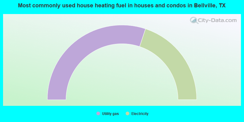 Most commonly used house heating fuel in houses and condos in Bellville, TX