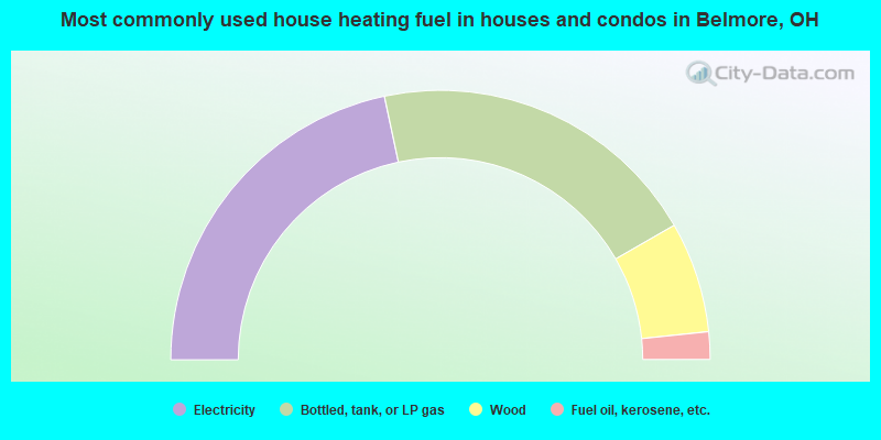 Most commonly used house heating fuel in houses and condos in Belmore, OH