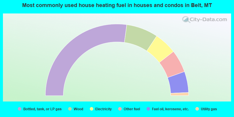 Most commonly used house heating fuel in houses and condos in Belt, MT