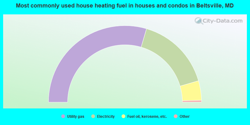 Most commonly used house heating fuel in houses and condos in Beltsville, MD