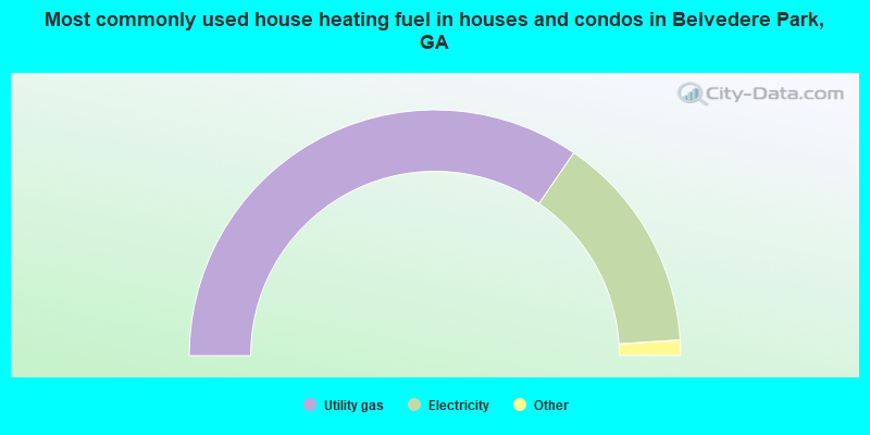 Most commonly used house heating fuel in houses and condos in Belvedere Park, GA
