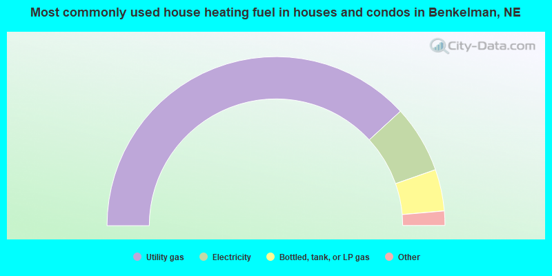 Most commonly used house heating fuel in houses and condos in Benkelman, NE