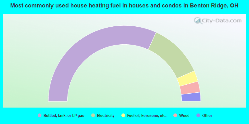 Most commonly used house heating fuel in houses and condos in Benton Ridge, OH