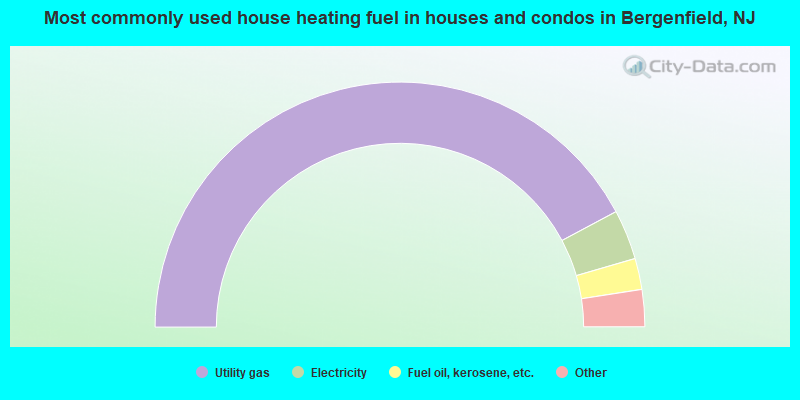 Most commonly used house heating fuel in houses and condos in Bergenfield, NJ