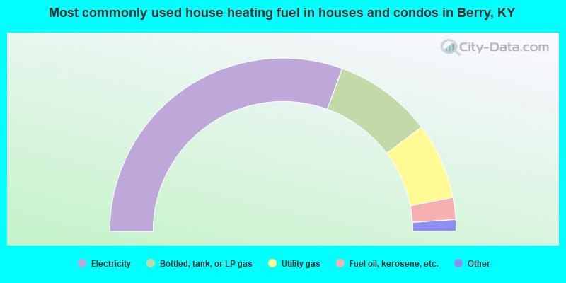Most commonly used house heating fuel in houses and condos in Berry, KY