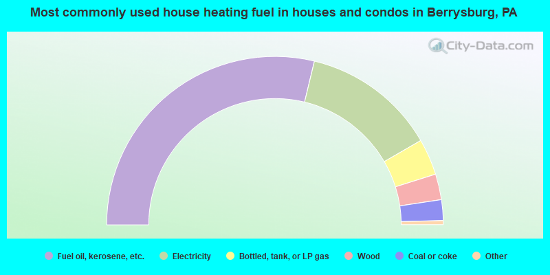 Most commonly used house heating fuel in houses and condos in Berrysburg, PA
