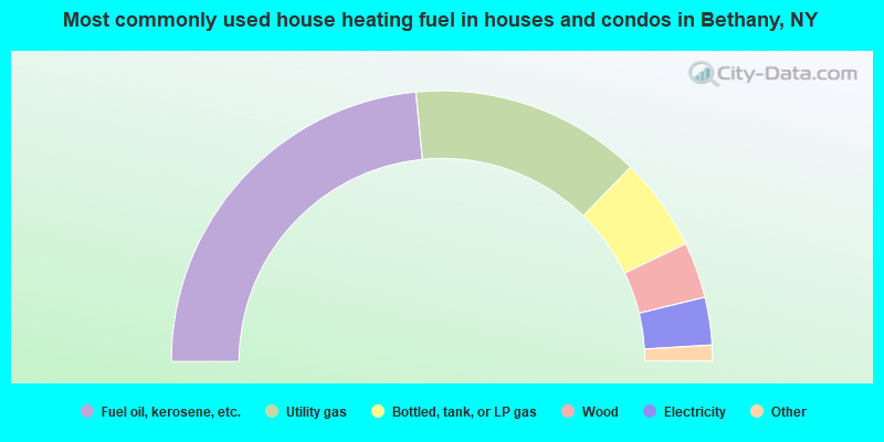 Most commonly used house heating fuel in houses and condos in Bethany, NY