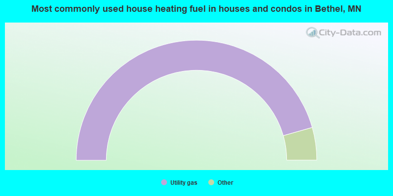Most commonly used house heating fuel in houses and condos in Bethel, MN
