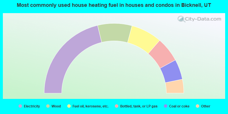 Most commonly used house heating fuel in houses and condos in Bicknell, UT