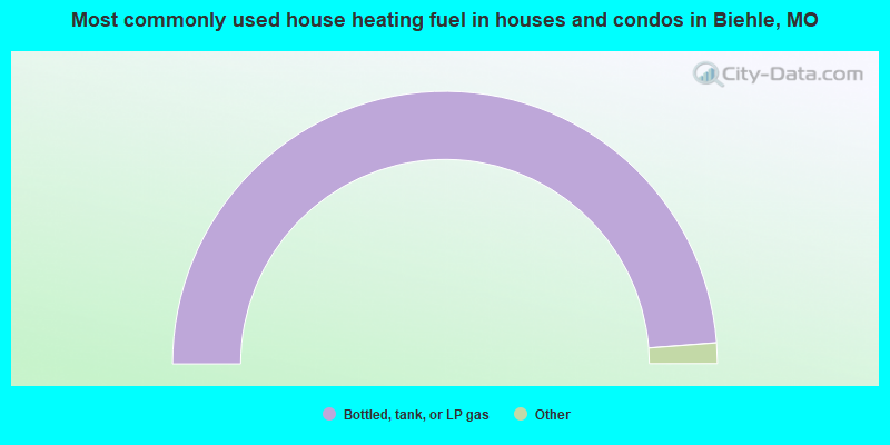 Most commonly used house heating fuel in houses and condos in Biehle, MO