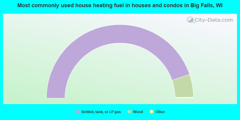 Most commonly used house heating fuel in houses and condos in Big Falls, WI