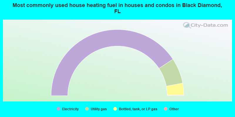 Most commonly used house heating fuel in houses and condos in Black Diamond, FL