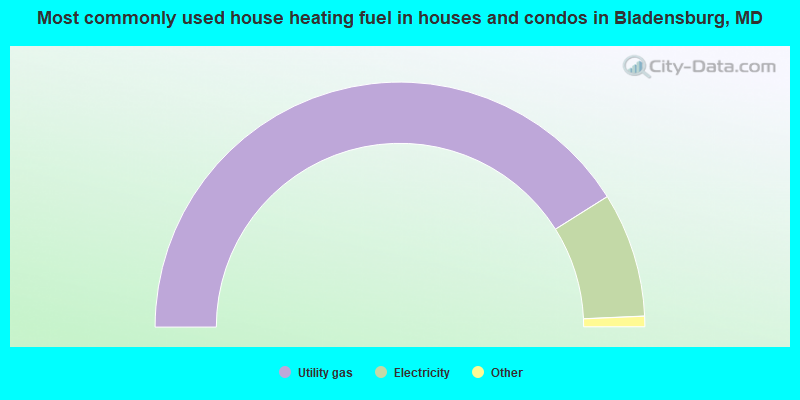 Most commonly used house heating fuel in houses and condos in Bladensburg, MD