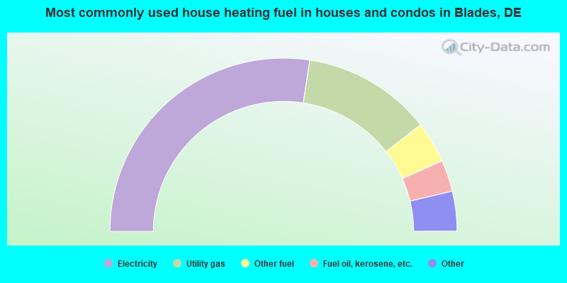 Most commonly used house heating fuel in houses and condos in Blades, DE