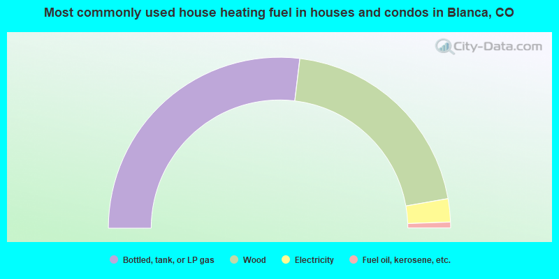 Most commonly used house heating fuel in houses and condos in Blanca, CO