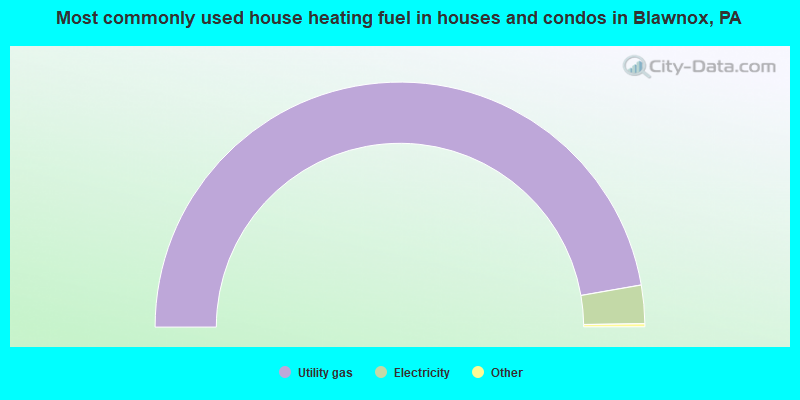 Most commonly used house heating fuel in houses and condos in Blawnox, PA