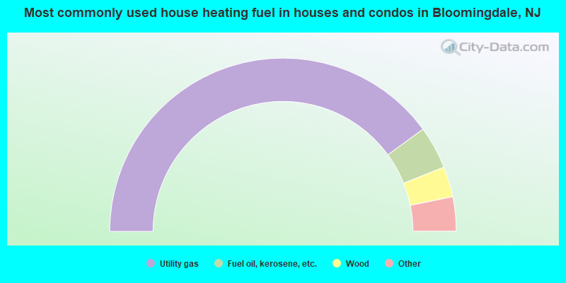 Most commonly used house heating fuel in houses and condos in Bloomingdale, NJ