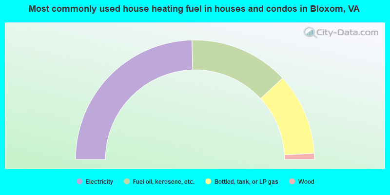 Most commonly used house heating fuel in houses and condos in Bloxom, VA