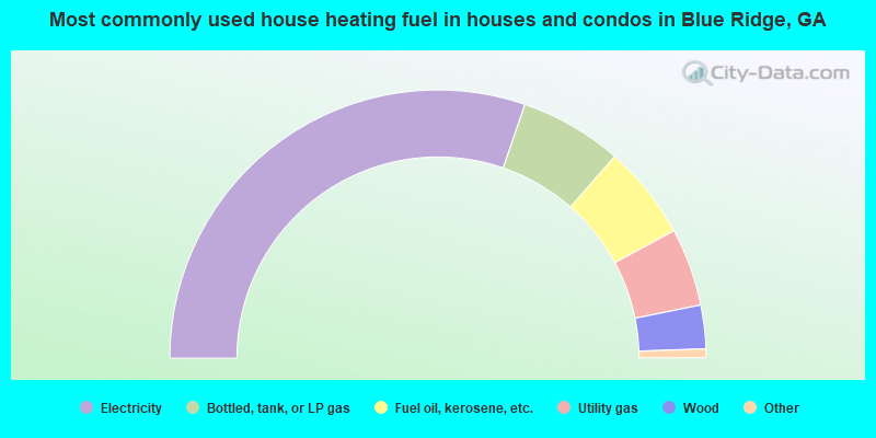 Most commonly used house heating fuel in houses and condos in Blue Ridge, GA