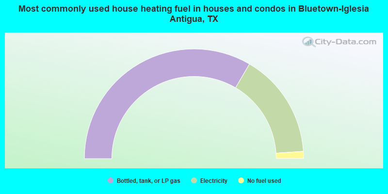 Most commonly used house heating fuel in houses and condos in Bluetown-Iglesia Antigua, TX