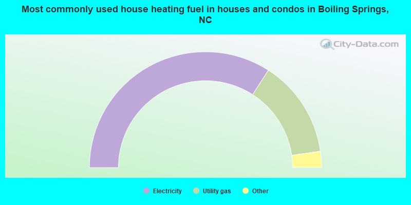 Most commonly used house heating fuel in houses and condos in Boiling Springs, NC