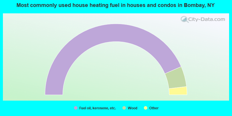 Most commonly used house heating fuel in houses and condos in Bombay, NY