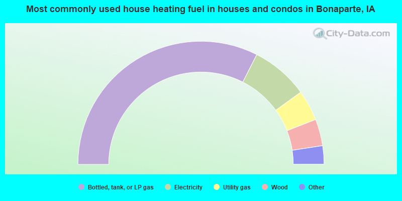 Most commonly used house heating fuel in houses and condos in Bonaparte, IA