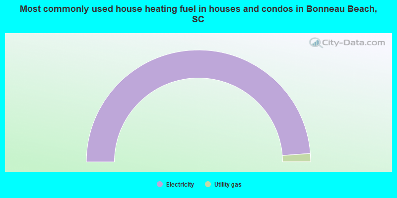 Most commonly used house heating fuel in houses and condos in Bonneau Beach, SC