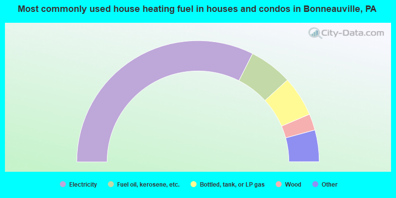 Most commonly used house heating fuel in houses and condos in Bonneauville, PA