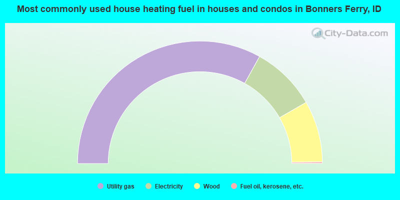 Most commonly used house heating fuel in houses and condos in Bonners Ferry, ID