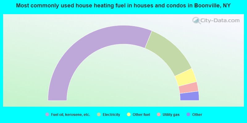Most commonly used house heating fuel in houses and condos in Boonville, NY