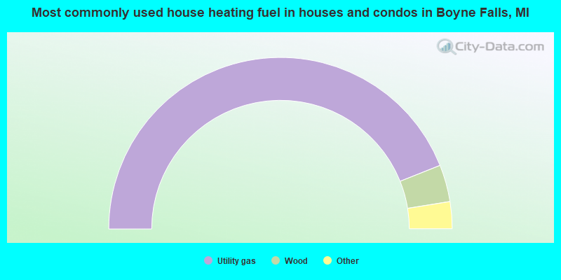 Most commonly used house heating fuel in houses and condos in Boyne Falls, MI