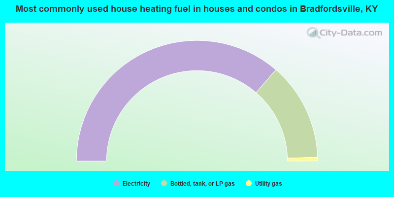 Most commonly used house heating fuel in houses and condos in Bradfordsville, KY