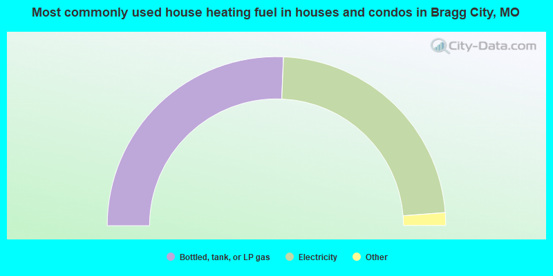 Most commonly used house heating fuel in houses and condos in Bragg City, MO