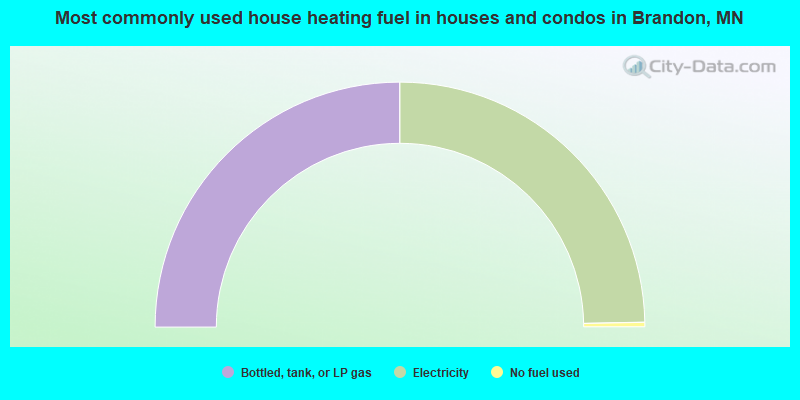 Most commonly used house heating fuel in houses and condos in Brandon, MN