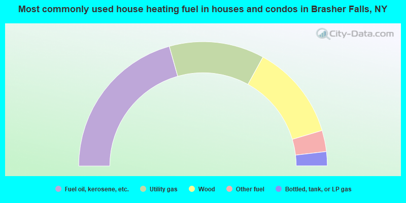 Most commonly used house heating fuel in houses and condos in Brasher Falls, NY