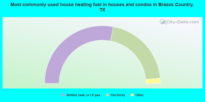 Most commonly used house heating fuel in houses and condos in Brazos Country, TX