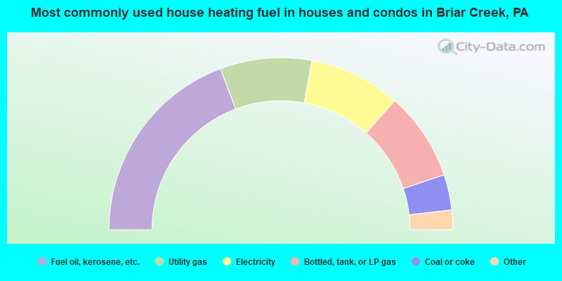 Most commonly used house heating fuel in houses and condos in Briar Creek, PA