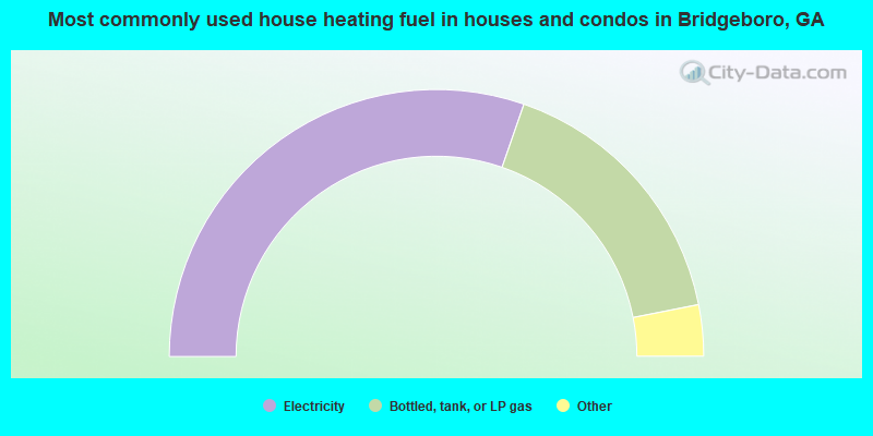 Most commonly used house heating fuel in houses and condos in Bridgeboro, GA