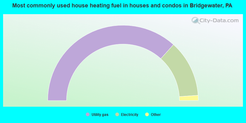Most commonly used house heating fuel in houses and condos in Bridgewater, PA