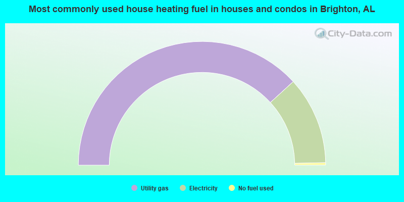 Most commonly used house heating fuel in houses and condos in Brighton, AL