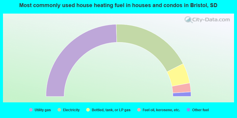 Most commonly used house heating fuel in houses and condos in Bristol, SD