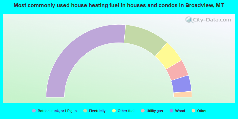 Most commonly used house heating fuel in houses and condos in Broadview, MT