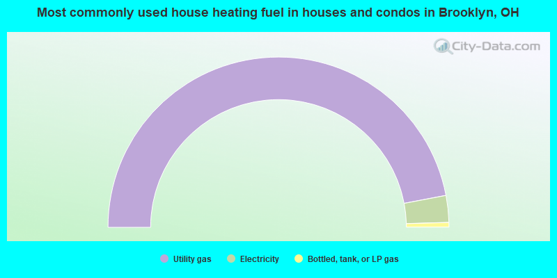 Most commonly used house heating fuel in houses and condos in Brooklyn, OH