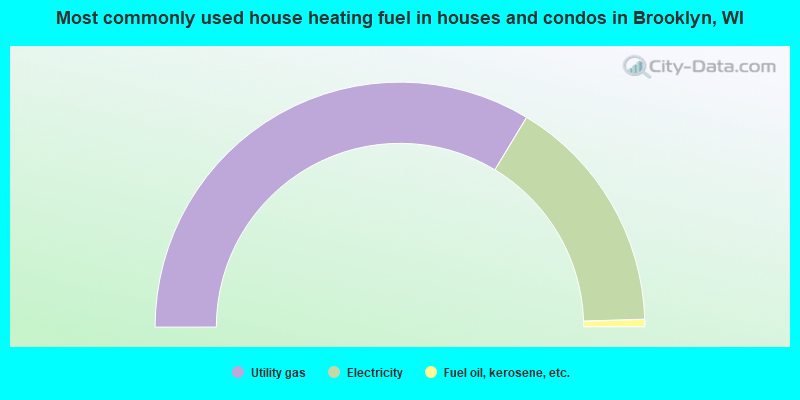 Most commonly used house heating fuel in houses and condos in Brooklyn, WI