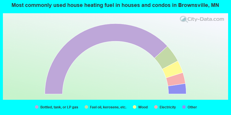 Most commonly used house heating fuel in houses and condos in Brownsville, MN
